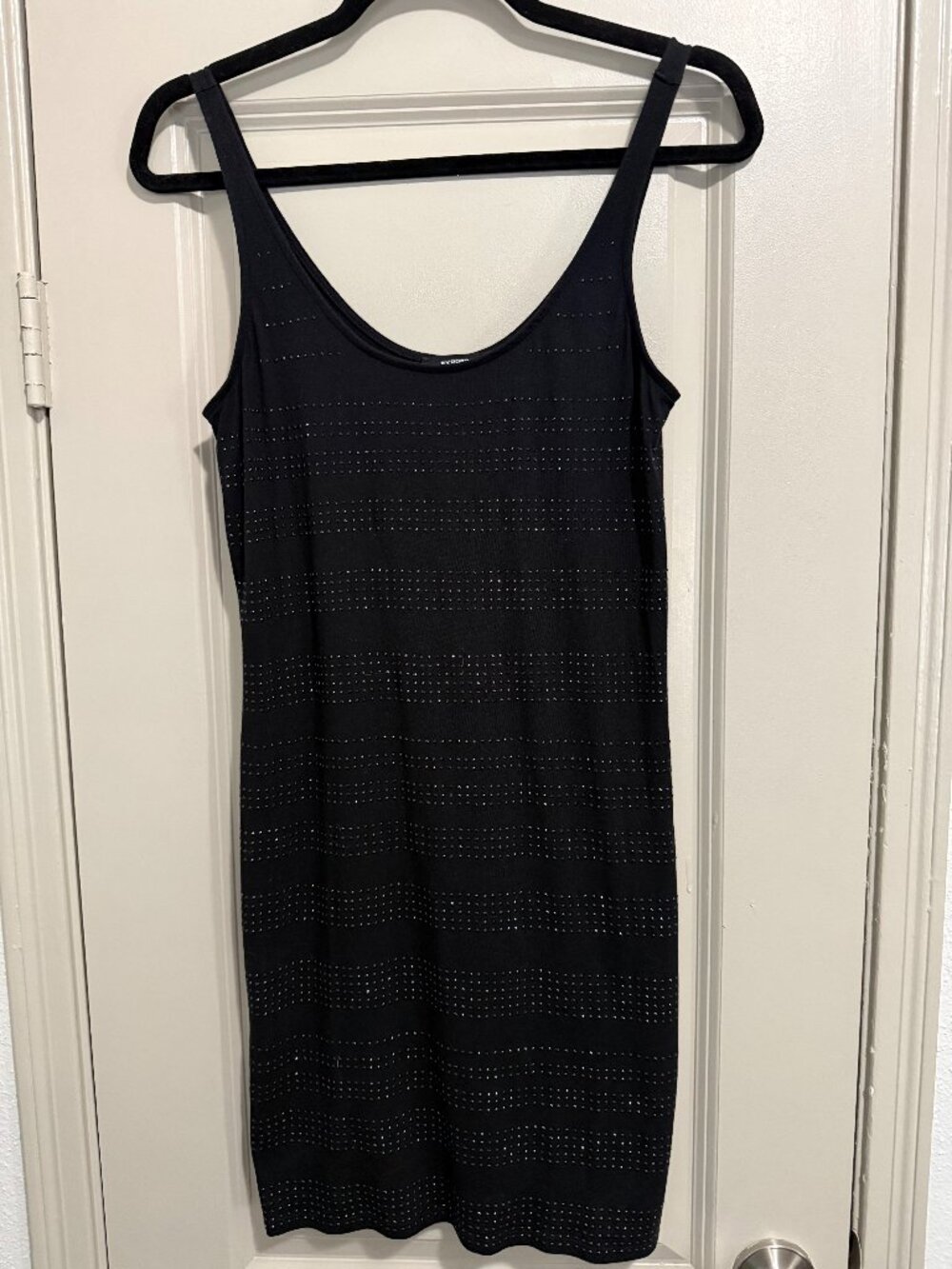 Women Express Black Fashion Studded Embellished Tank Sleeveless Mini Dress Small